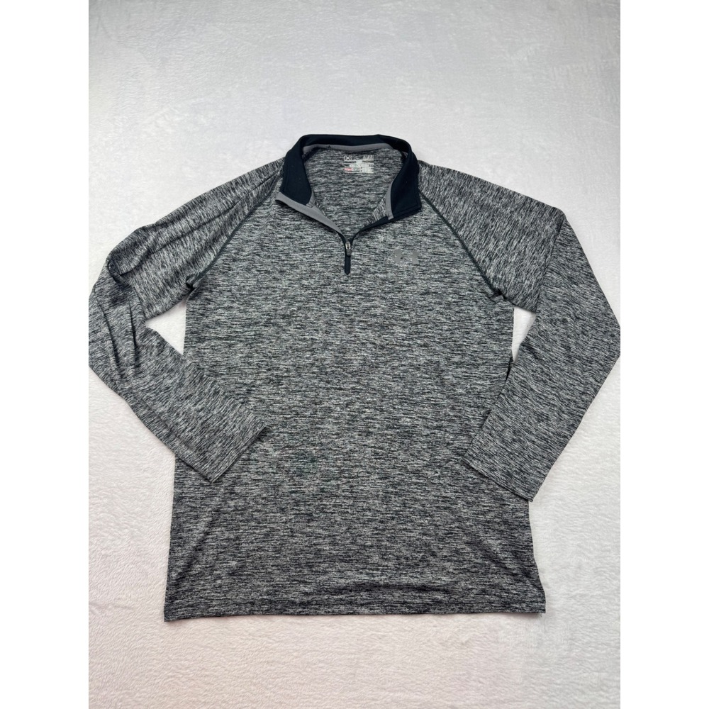 Under Armour Mens HeatGear 1/4 Zip Pullover Gray Space Dye Heather Small Loose